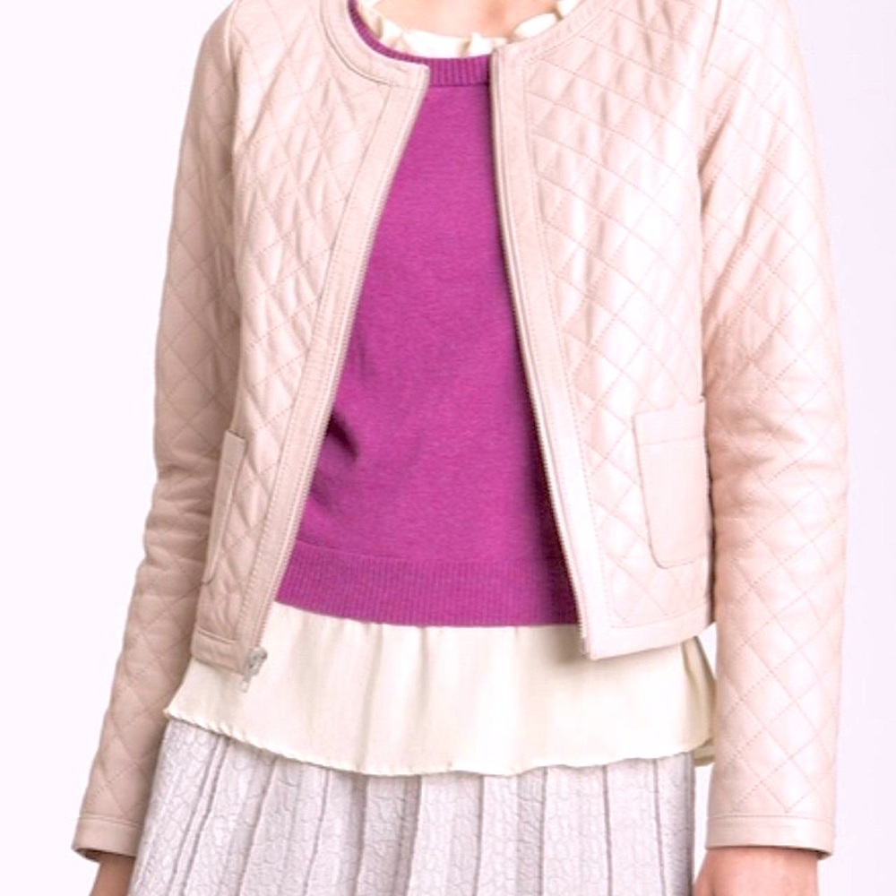 Hinge Seattle Quilted Leather Jacket Pink Size XS